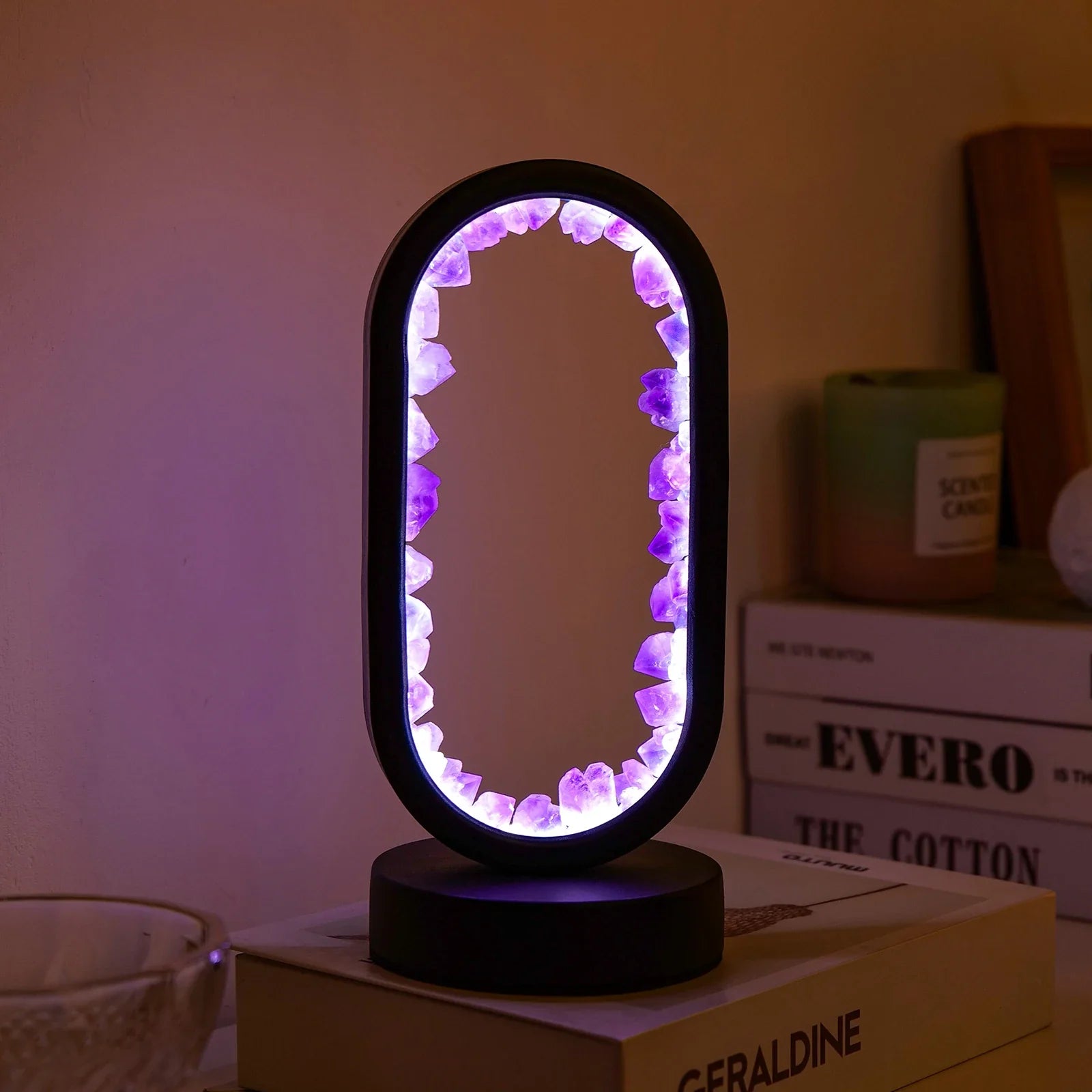 Natural Amethyst Table Lamp - Artisan Crafted