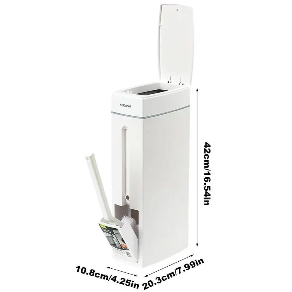 Compact DuoBin – Elegant Trash Can with Hidden Toilet Brush
