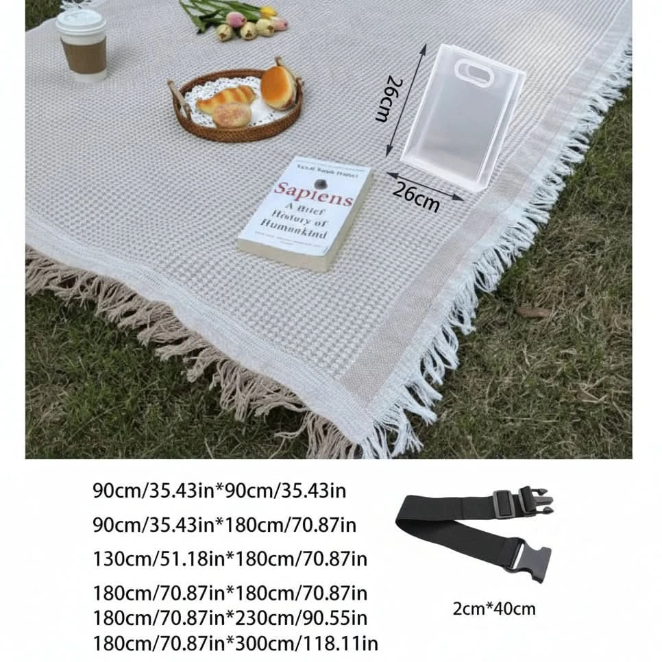 Chic Outdoor Picnic Blanket with Fringe Edging for Travel & Relaxation