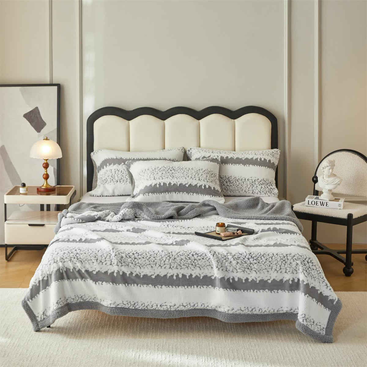 Chic Striped Sherpa Blanket for Ultimate Comfort