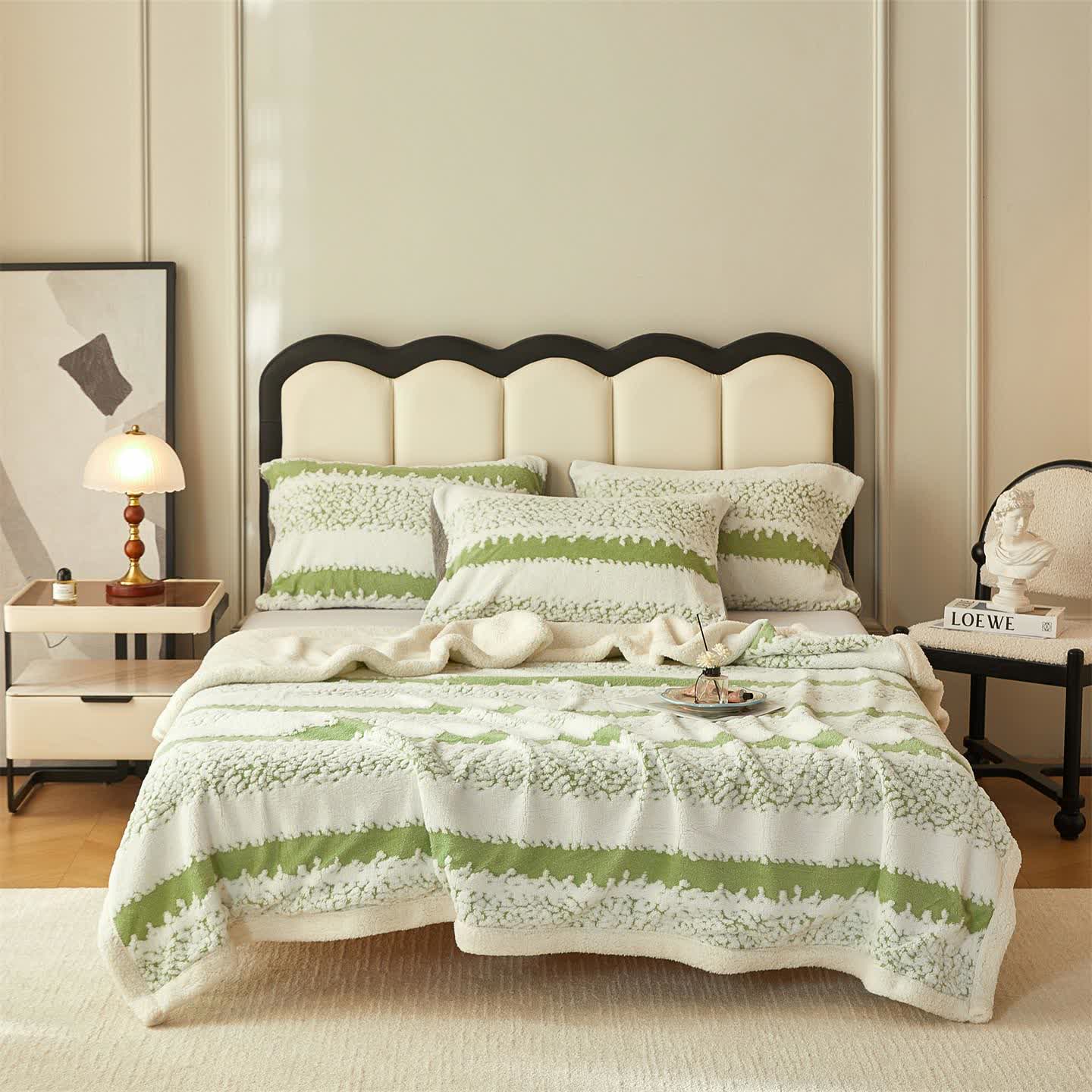 Chic Striped Sherpa Blanket for Ultimate Comfort