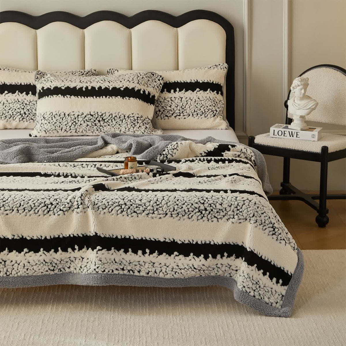 Chic Striped Sherpa Blanket for Ultimate Comfort