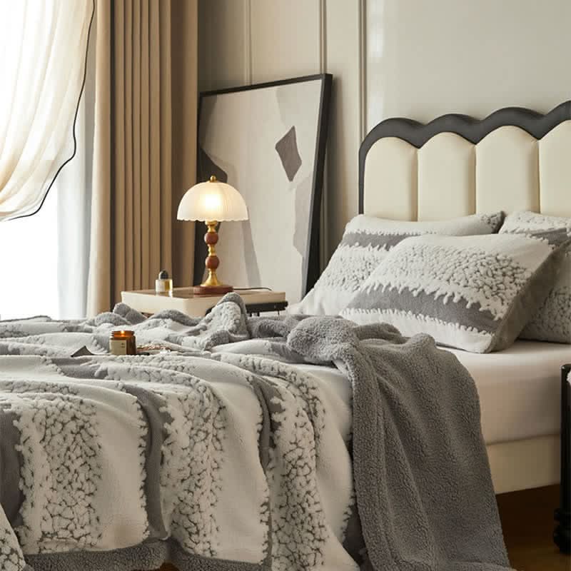 Chic Striped Sherpa Blanket for Ultimate Comfort