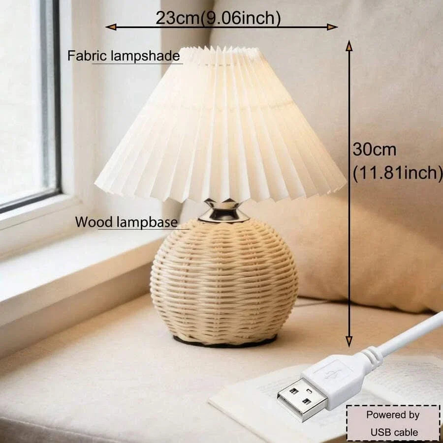 CozyGlow – USB-Powered Rattan Table Lamp for Relaxing Ambiance