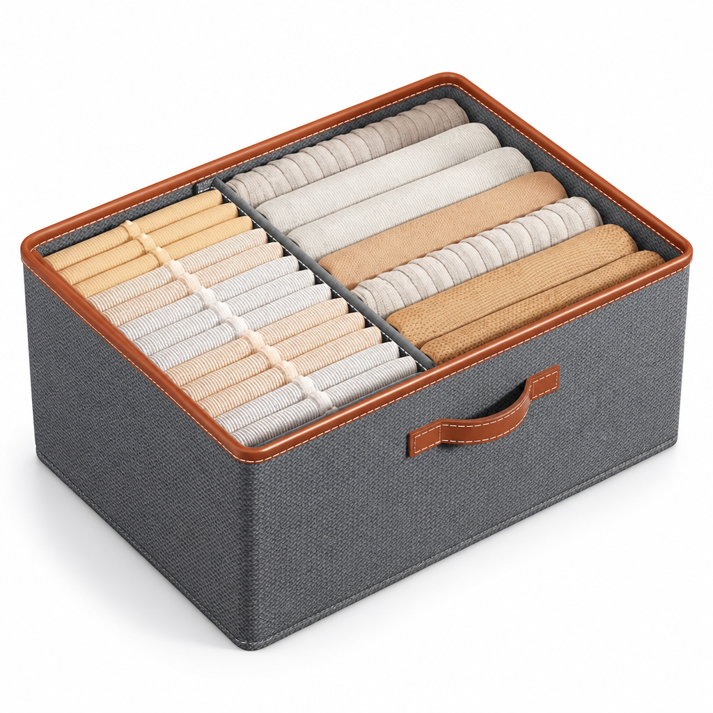 Collapsible Fabric Storage Bin with Dividers