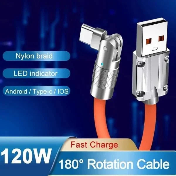 Versatile 180° Charging Cable for Effortless Use