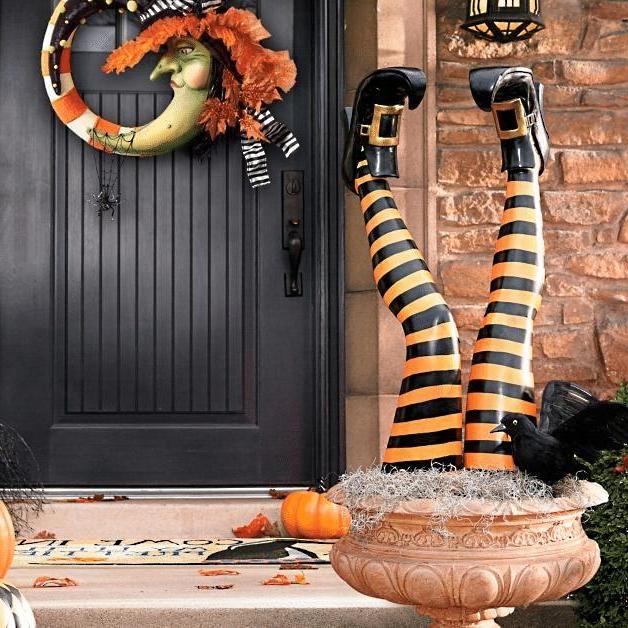 Charming Witch Leg Yard Stakes - Halloween Decor Duo