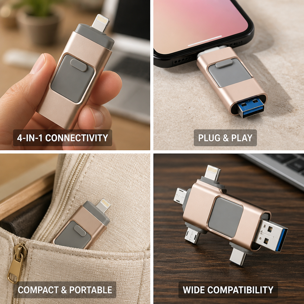 4-in-1 Multi-Connector USB Flash Drive