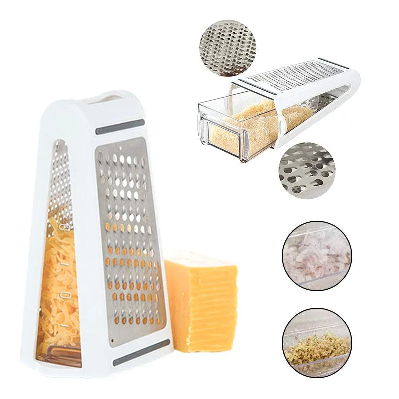 Dual-Sided Kitchen Grater with Collection Tray