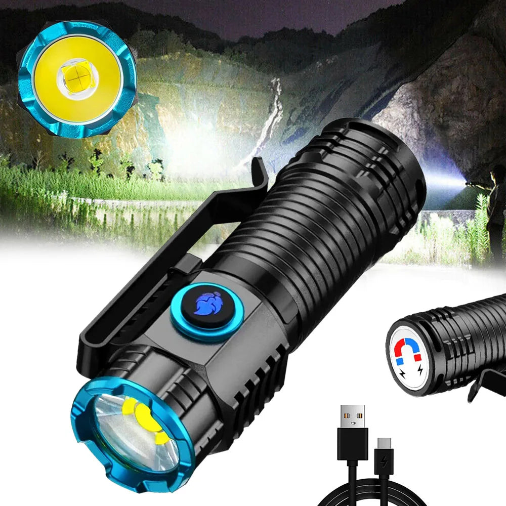 Portable High-Output LED Flashlight with Rechargeable Battery
