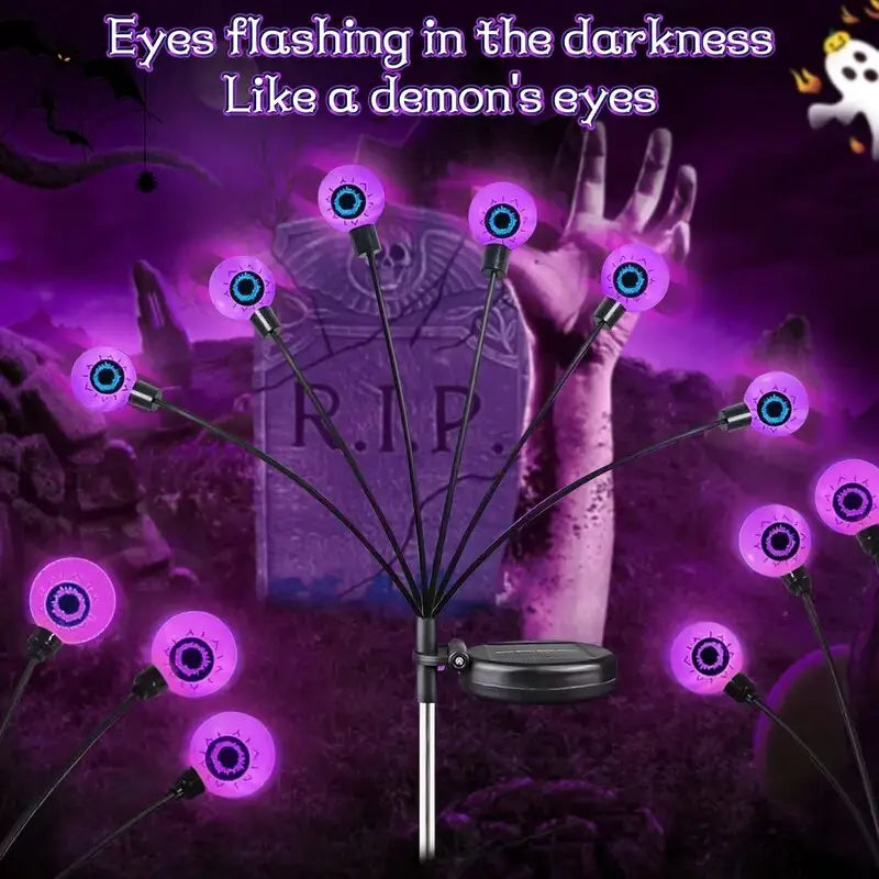 Spooky Solar-Powered Eyeball Garden Lights for Halloween