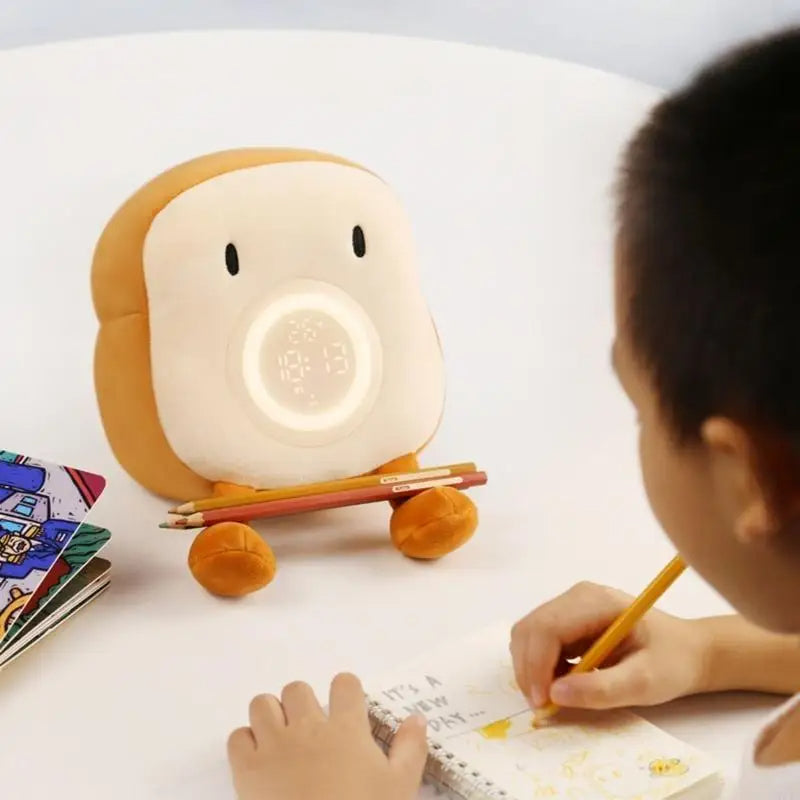 Cozy Time Buddy: Plush Alarm Clock with Gentle Night Light