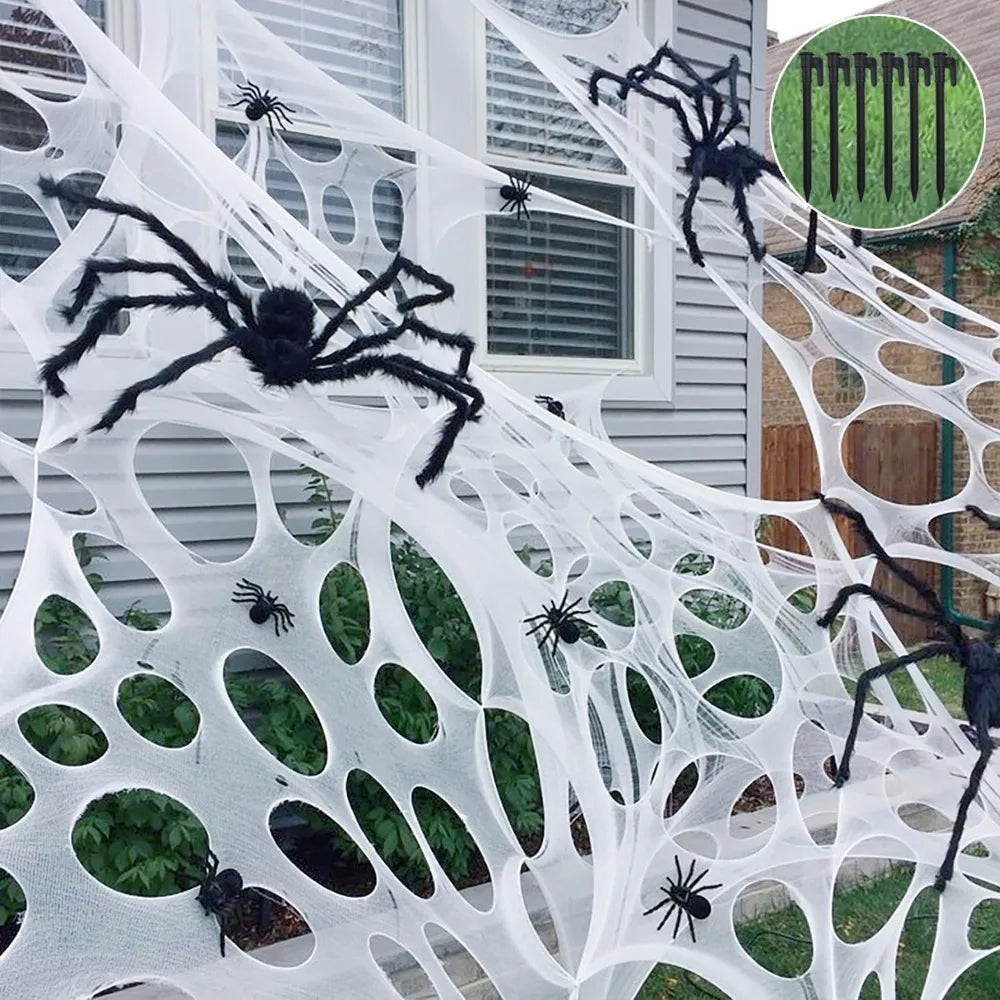 Spooktacular Giant Web Decoration with Ground Stakes