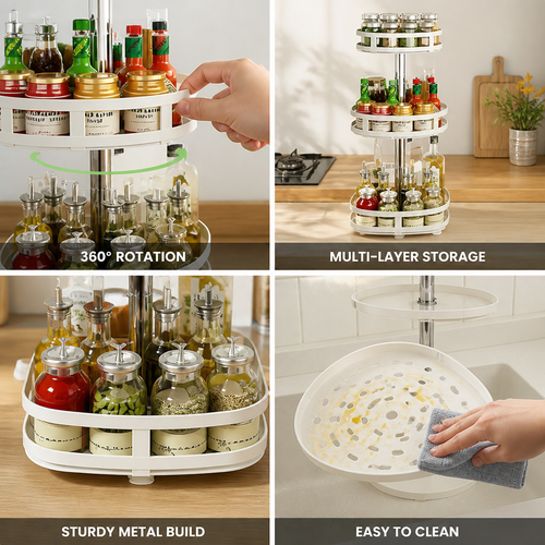 360° Rotating Metal Multi-Layer Kitchen Organizer