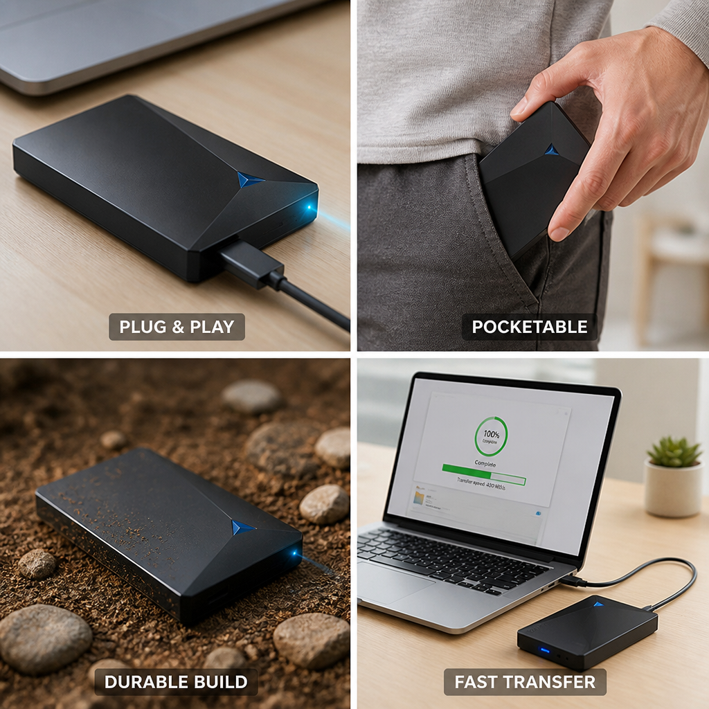 Ultra-Slim USB External SSD (250–500GB)