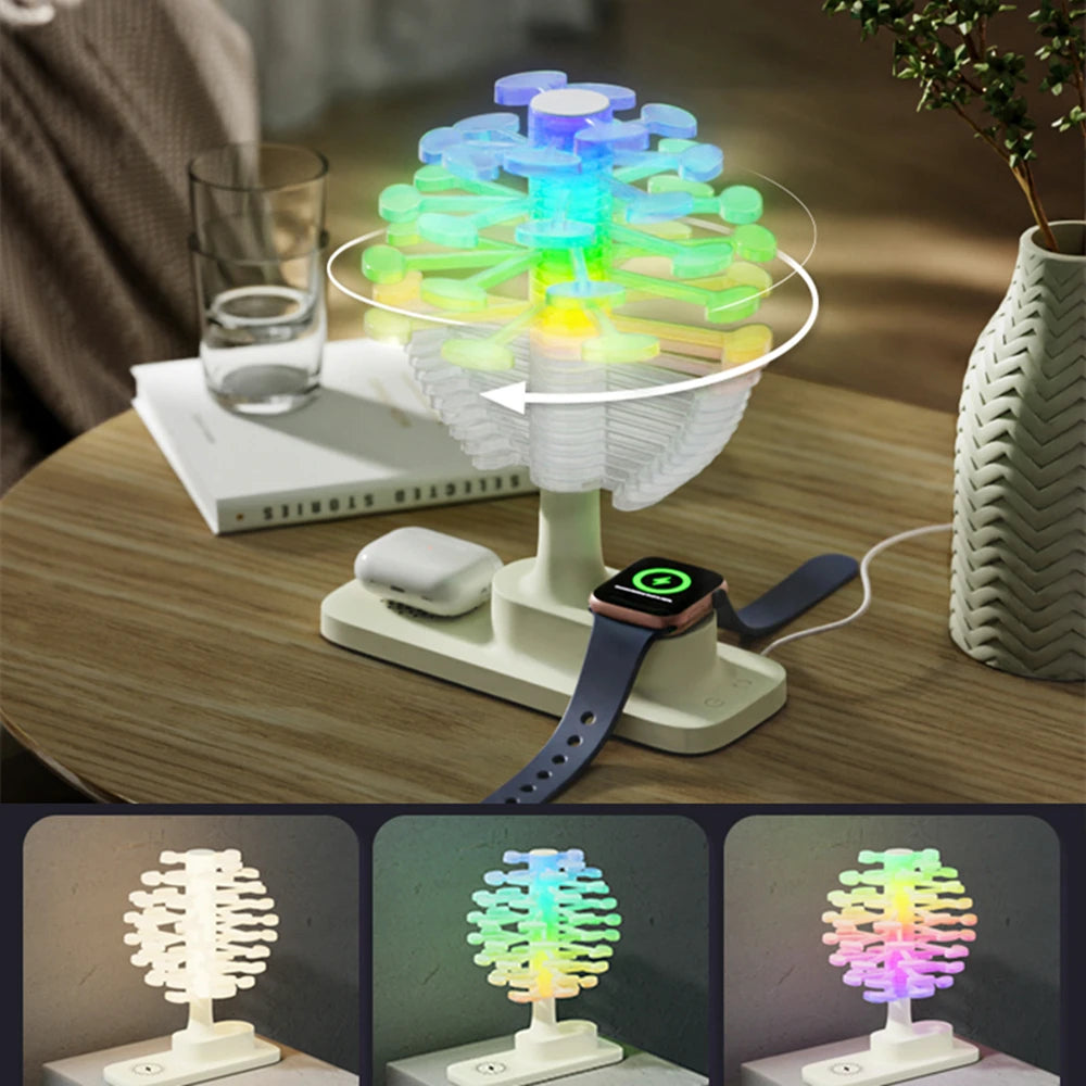 Artistic Spiral Lamp with Wireless Charging Station