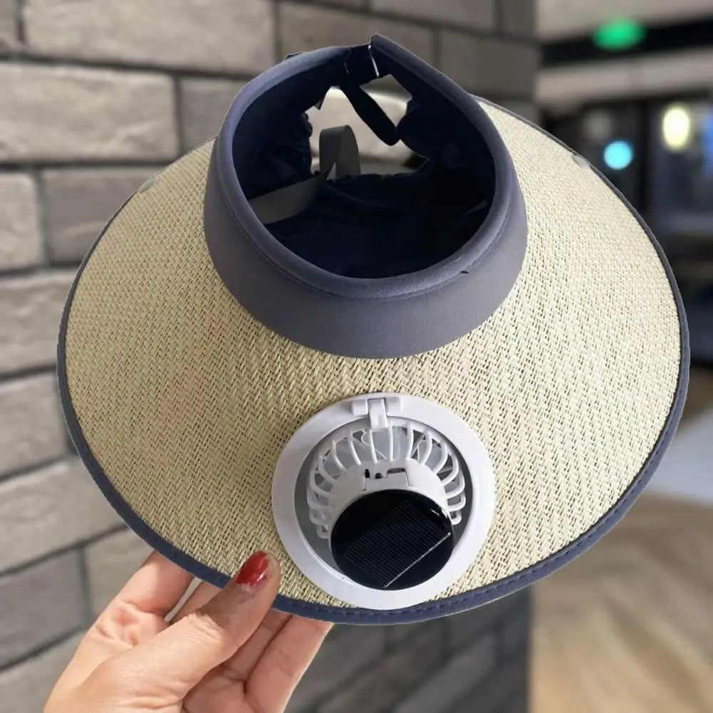 Stylish Sun Hat with Integrated Solar-Powered Cooling Fan