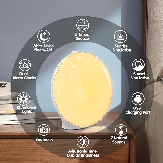 Natural Light Alarm Clock with Soothing Soundscapes