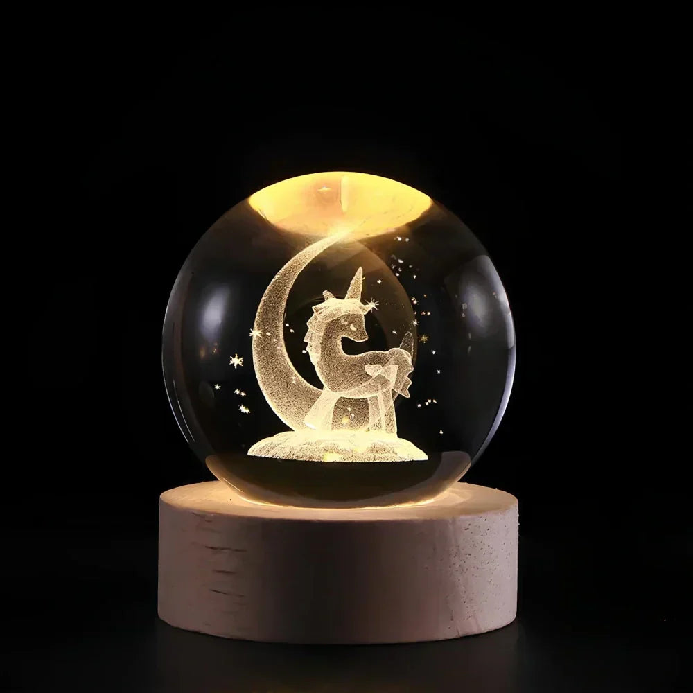 Celestial 3D Crystal Sphere with Engraved Design
