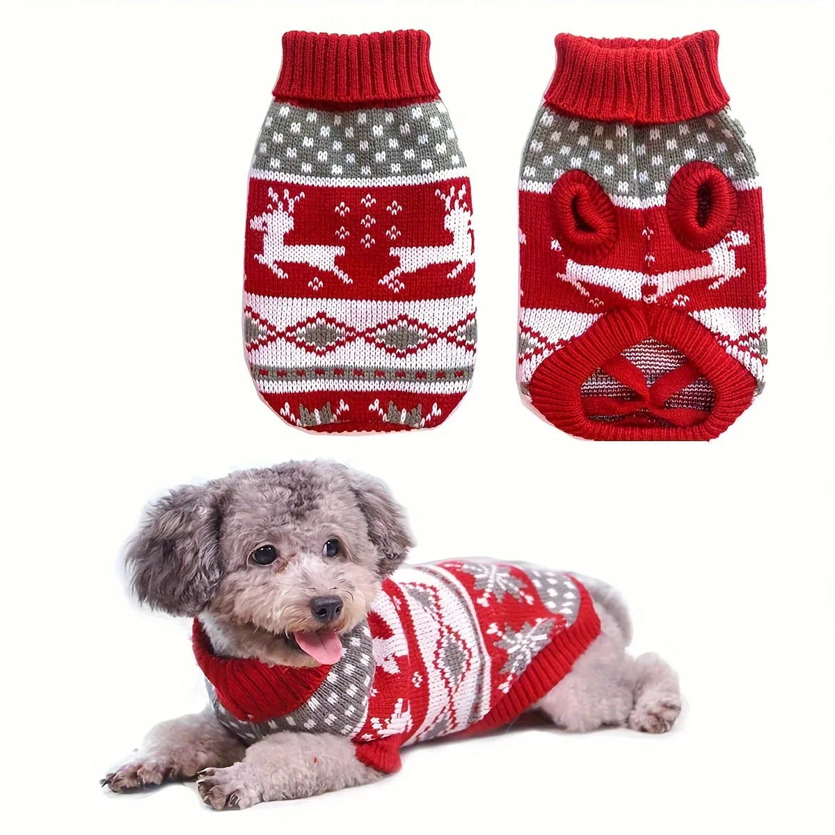 Cozy Festive Sweater for Small Pets