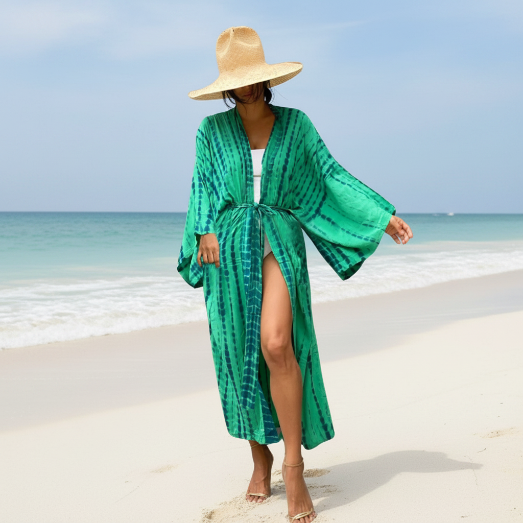 Sunkissed Bliss – Vibrant Beach Kimono Cover-Up