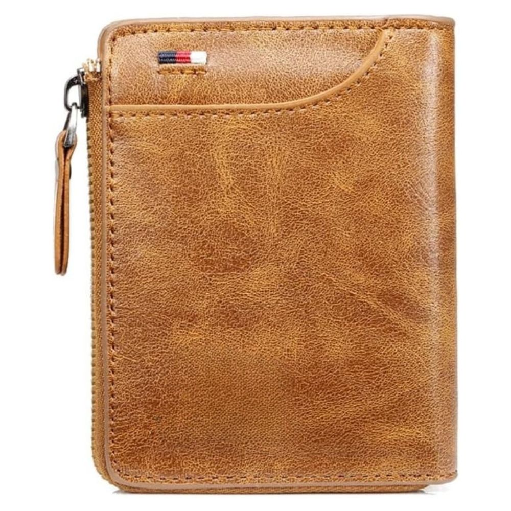 Stylish RFID-Blocking Wallet for Men with Zipper and Card Slots