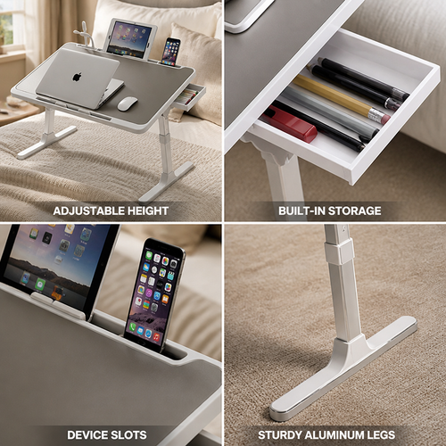 Adjustable Height Bed Laptop Stand With Aluminum Legs