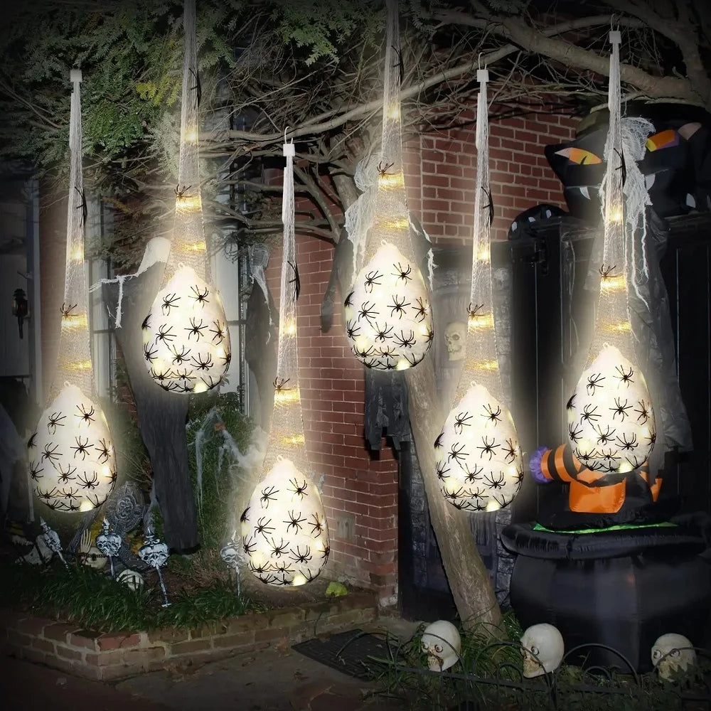 Eerie Glow Spider Nest Halloween Hanging Decoration