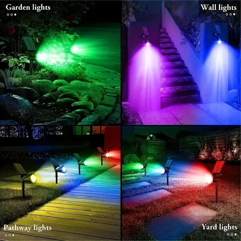 Vibrant Solar-Powered RGB Spotlights for Outdoor Decor