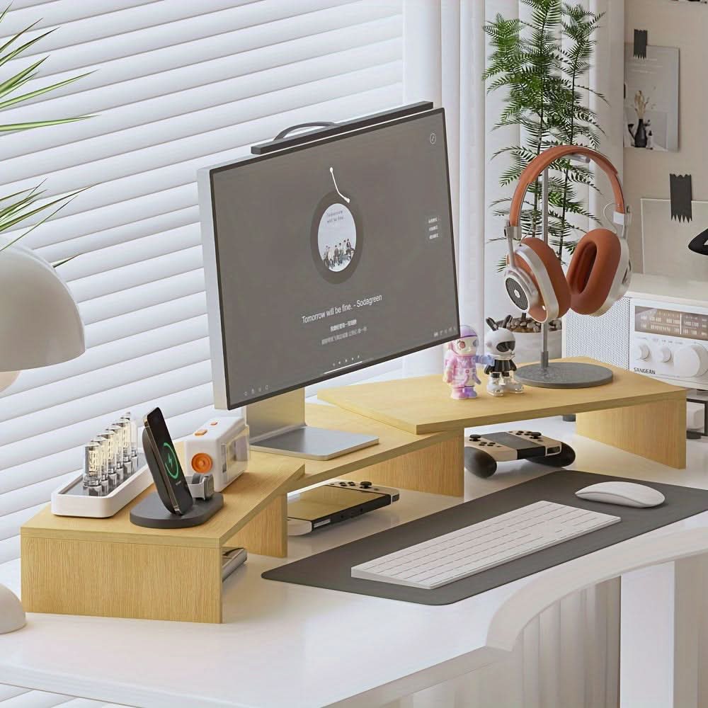 ElevatePro - Dual Monitor Stand with Laptop Shelf and Organizer