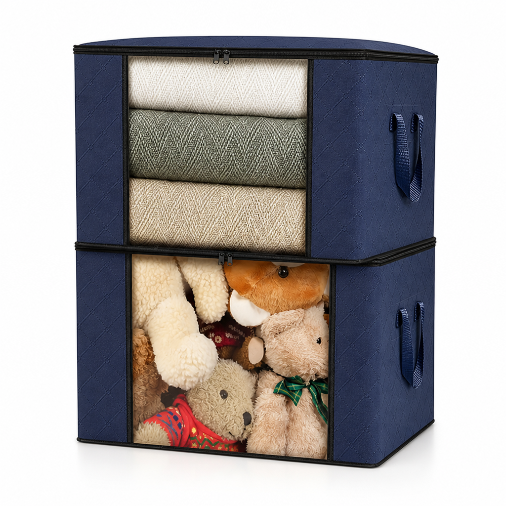 Foldable Dual-Zip Storage Organizer (Transparent Window)