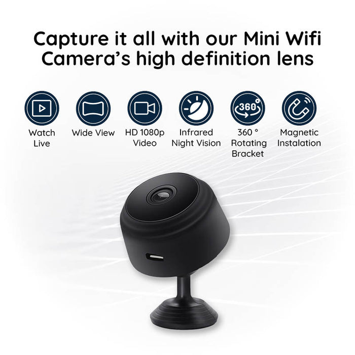 Compact HD Security Camera with Night Vision & WiFi
