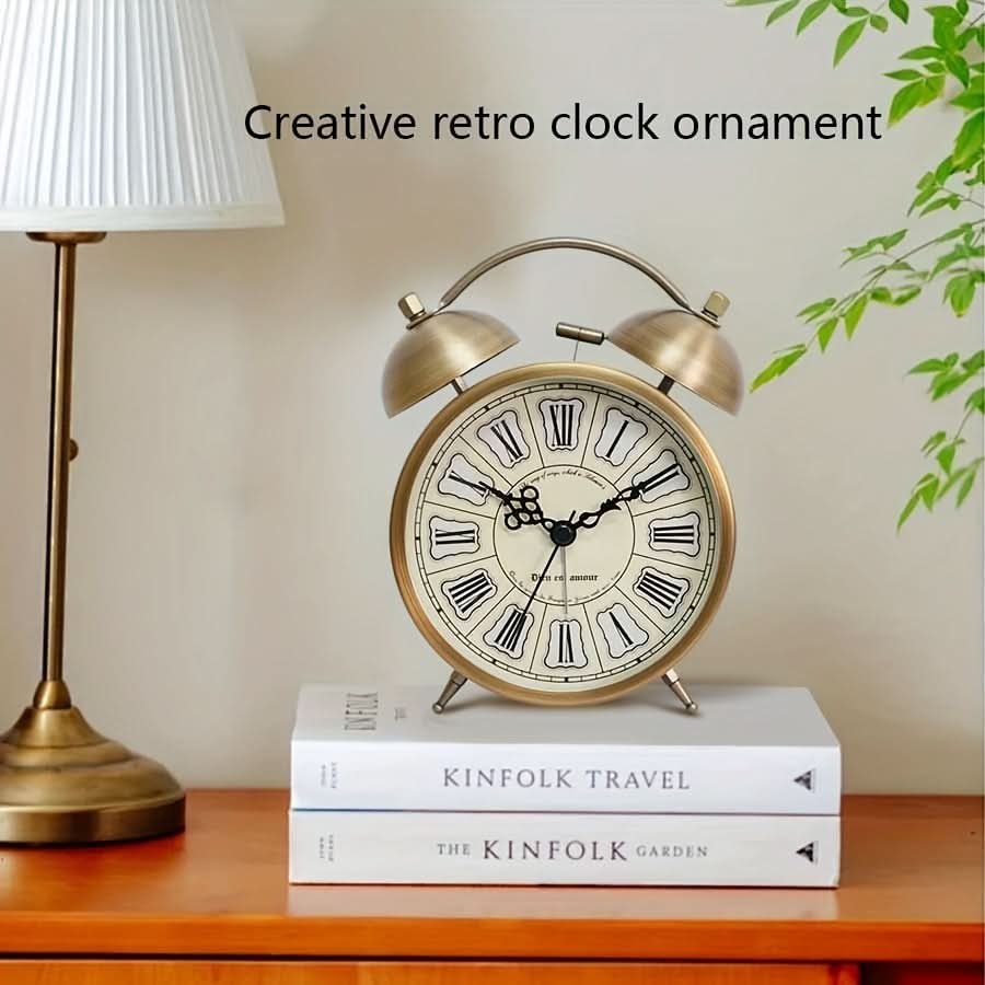 Nordic Charm - Vintage Twin Bell Alarm Clock with Glow-In-The-Dark Hands