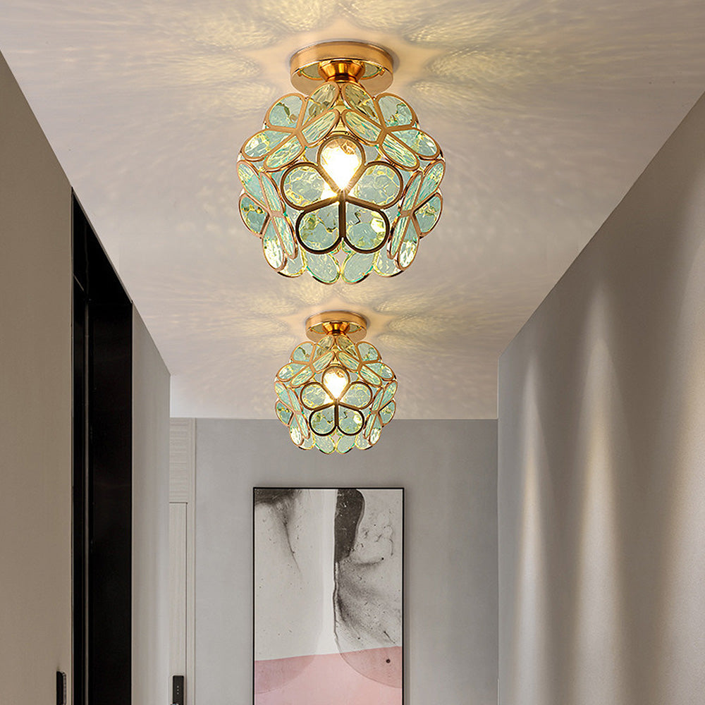 Flower Patterned Glass Ceiling Light Fixture