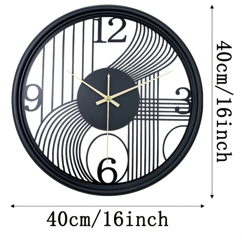 Gilded Harmony – 40cm Silent 3D Iron Wall Clock for Chic Interiors