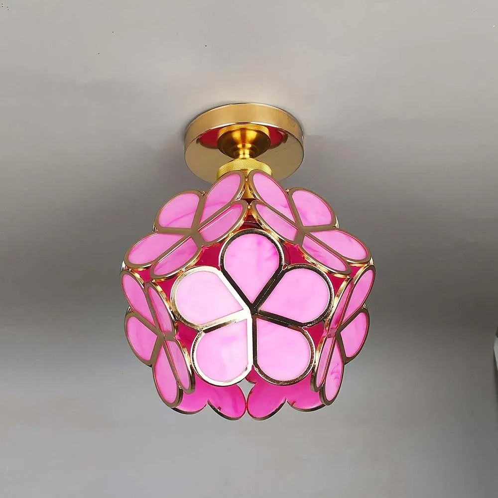 Flower Patterned Glass Ceiling Light Fixture