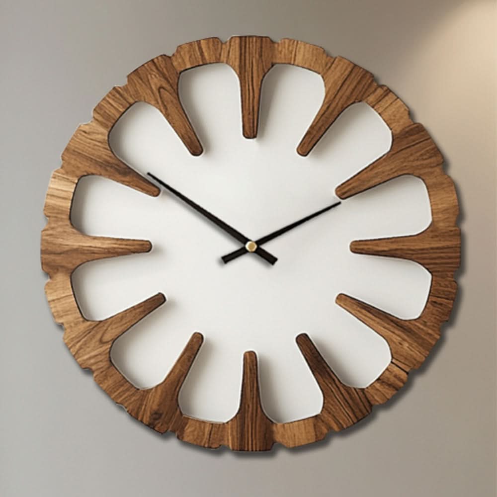 SerenityCraft Round Wooden Silent Clock for Tranquil Spaces