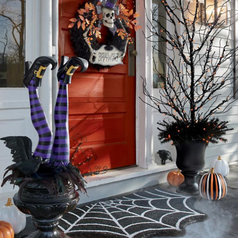 Charming Witch Leg Yard Stakes - Halloween Decor Duo