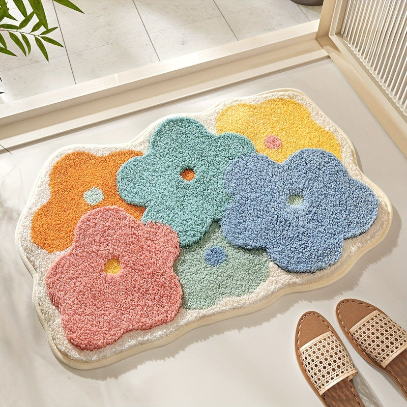 Floral Design Bath Mat – Soft, Absorbent, and Comfortable