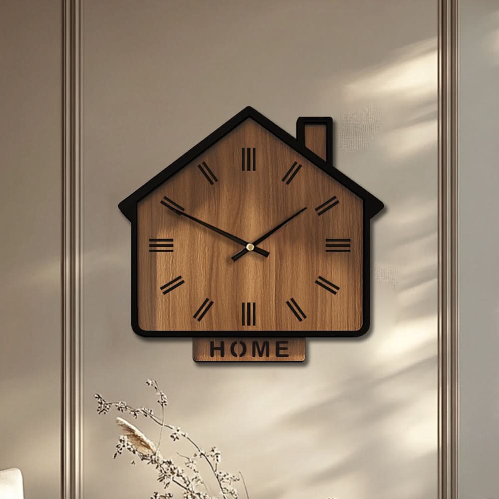 Charming Cottage Shaped Wooden Wall Timepiece