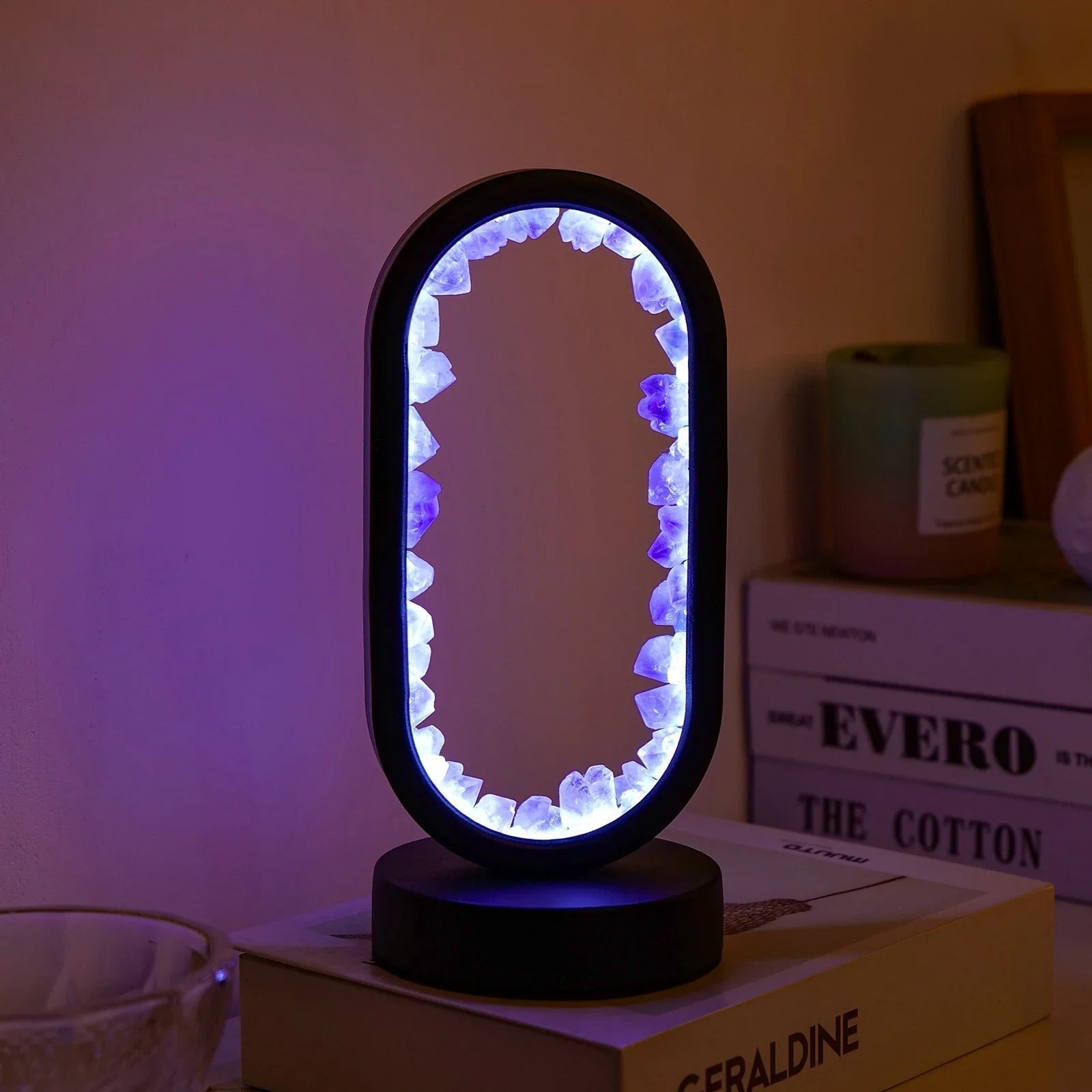 Natural Amethyst Table Lamp - Artisan Crafted