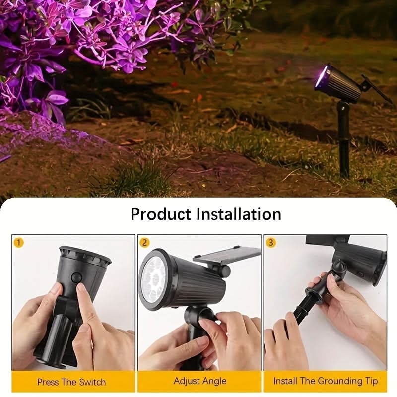 Vibrant Solar-Powered RGB Spotlights for Outdoor Decor
