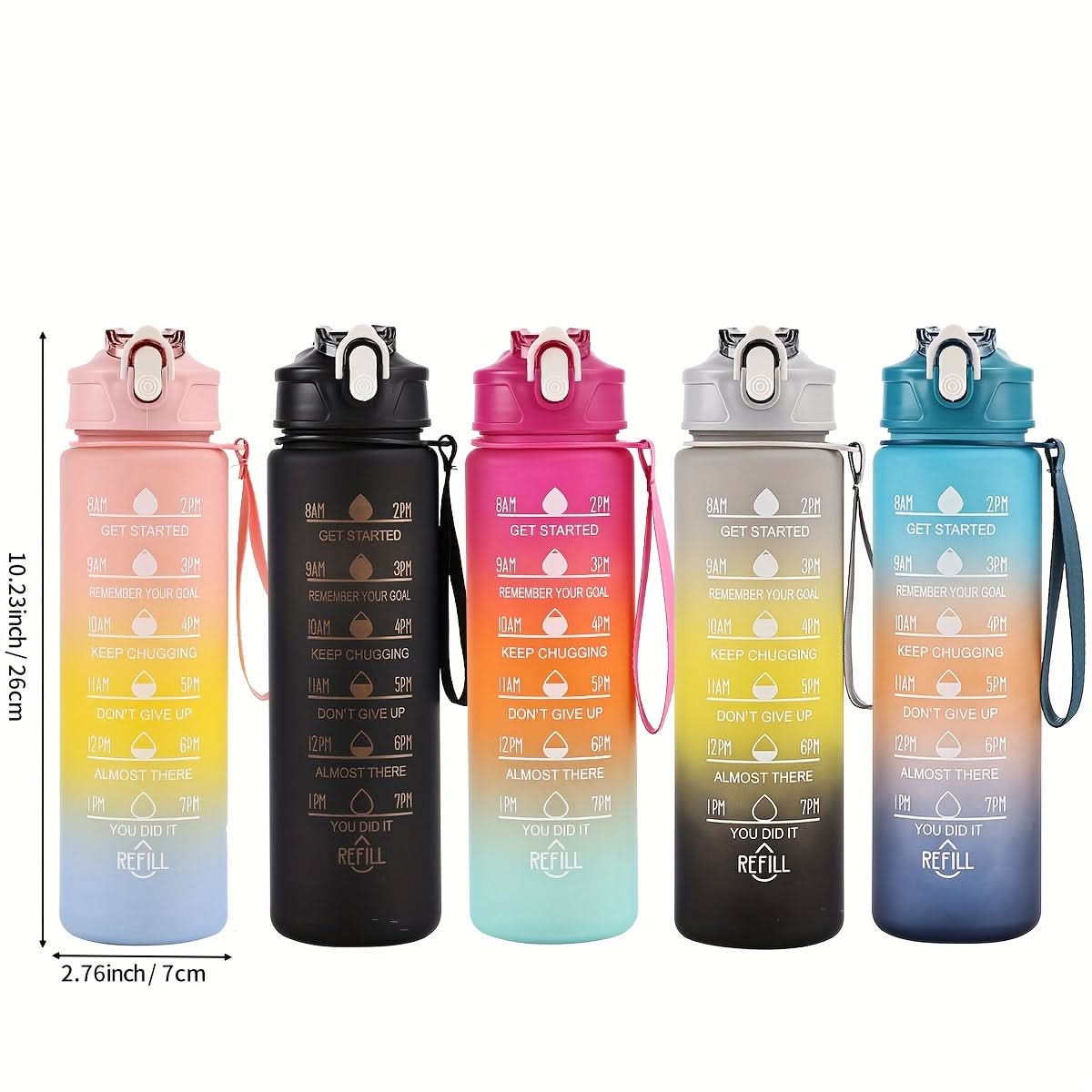 AquaGlow – Stylish Gradient Water Bottle with Straw