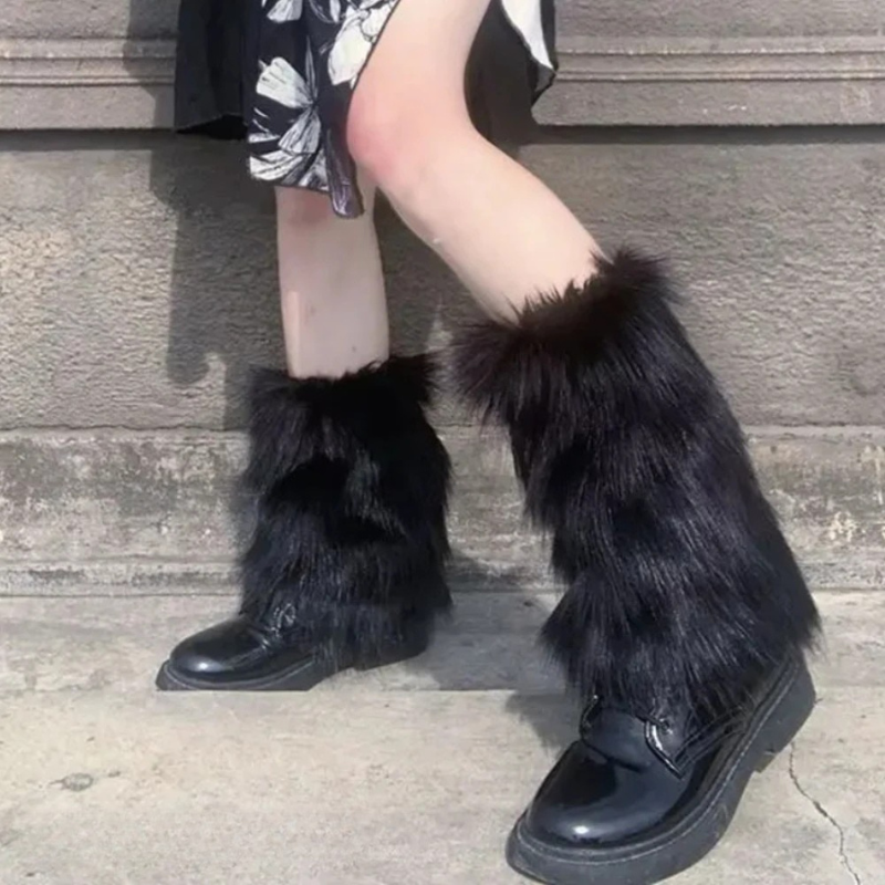 Chic Faux Fur Winter Leg Warmers for Stylish Comfort