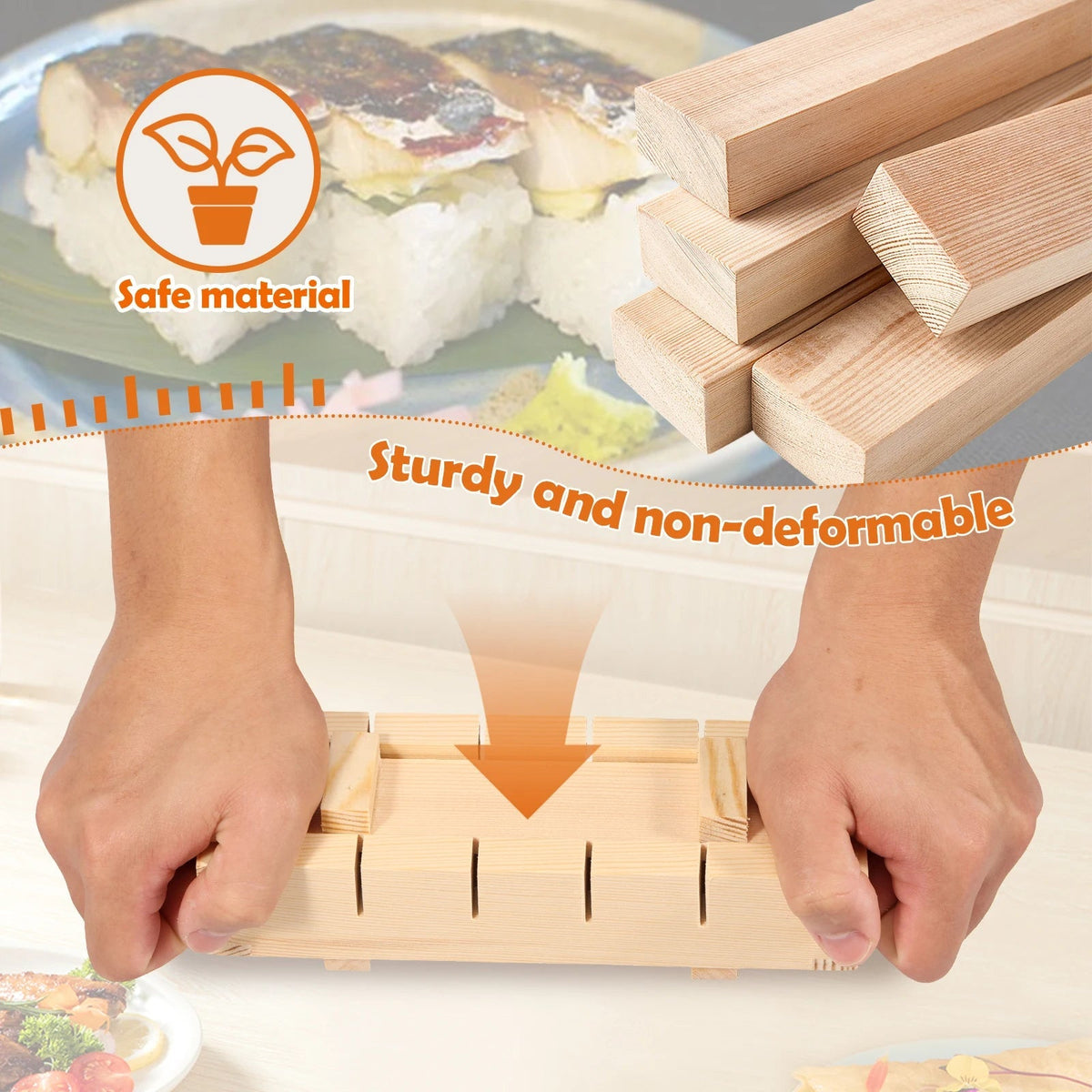 Artisan Wooden Sushi Roll Press and Mold