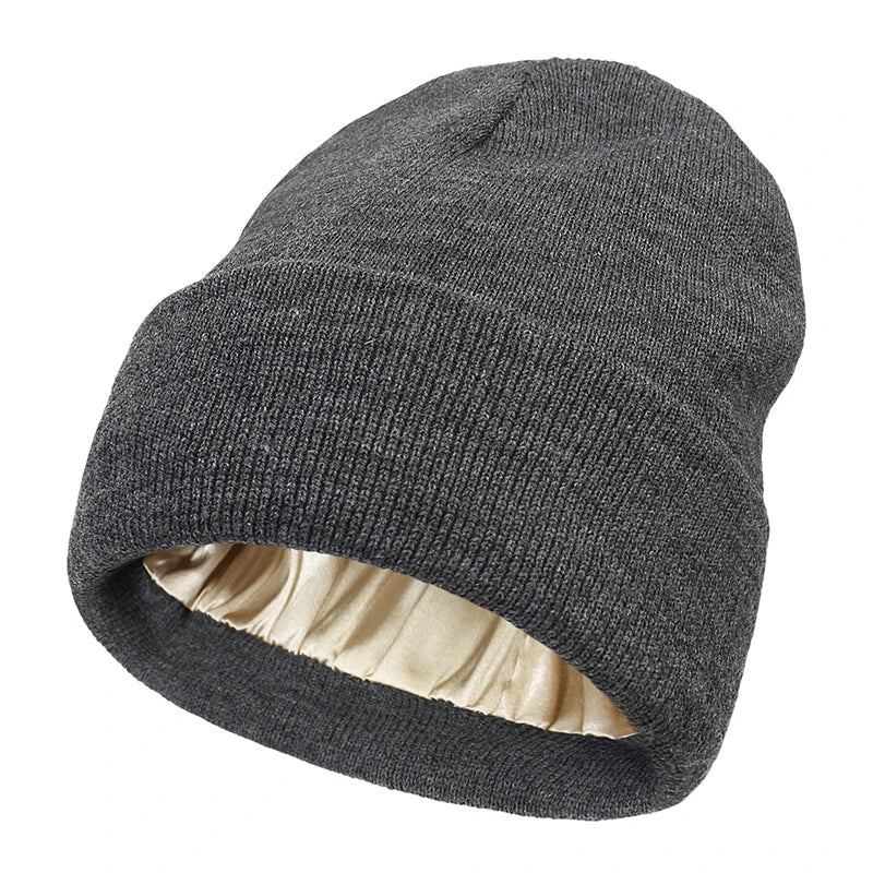 Elegant Satin-Lined Winter Beanie for Women
