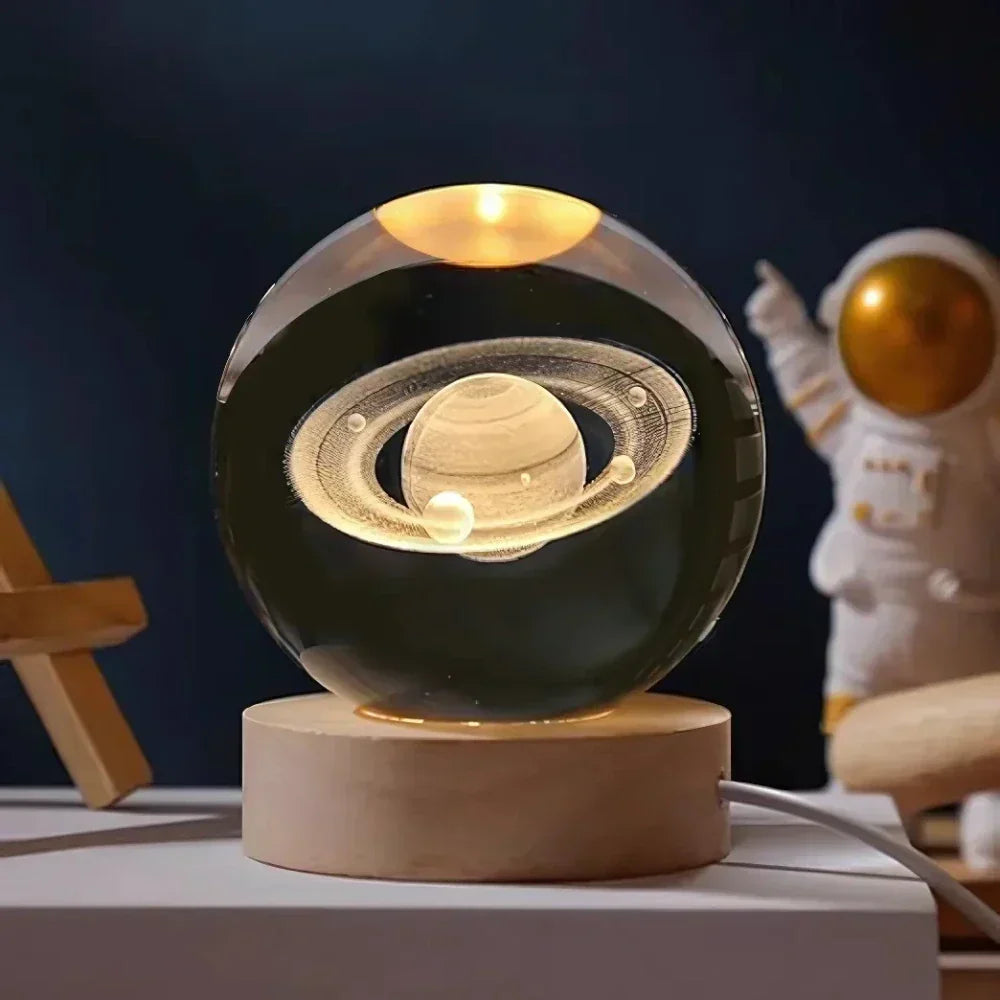 Celestial 3D Crystal Sphere with Engraved Design