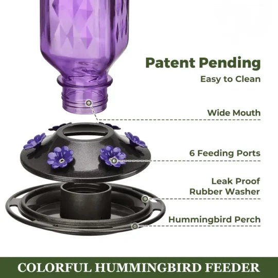 Elegant 24oz Glass Nectar Feeder for Hummingbirds