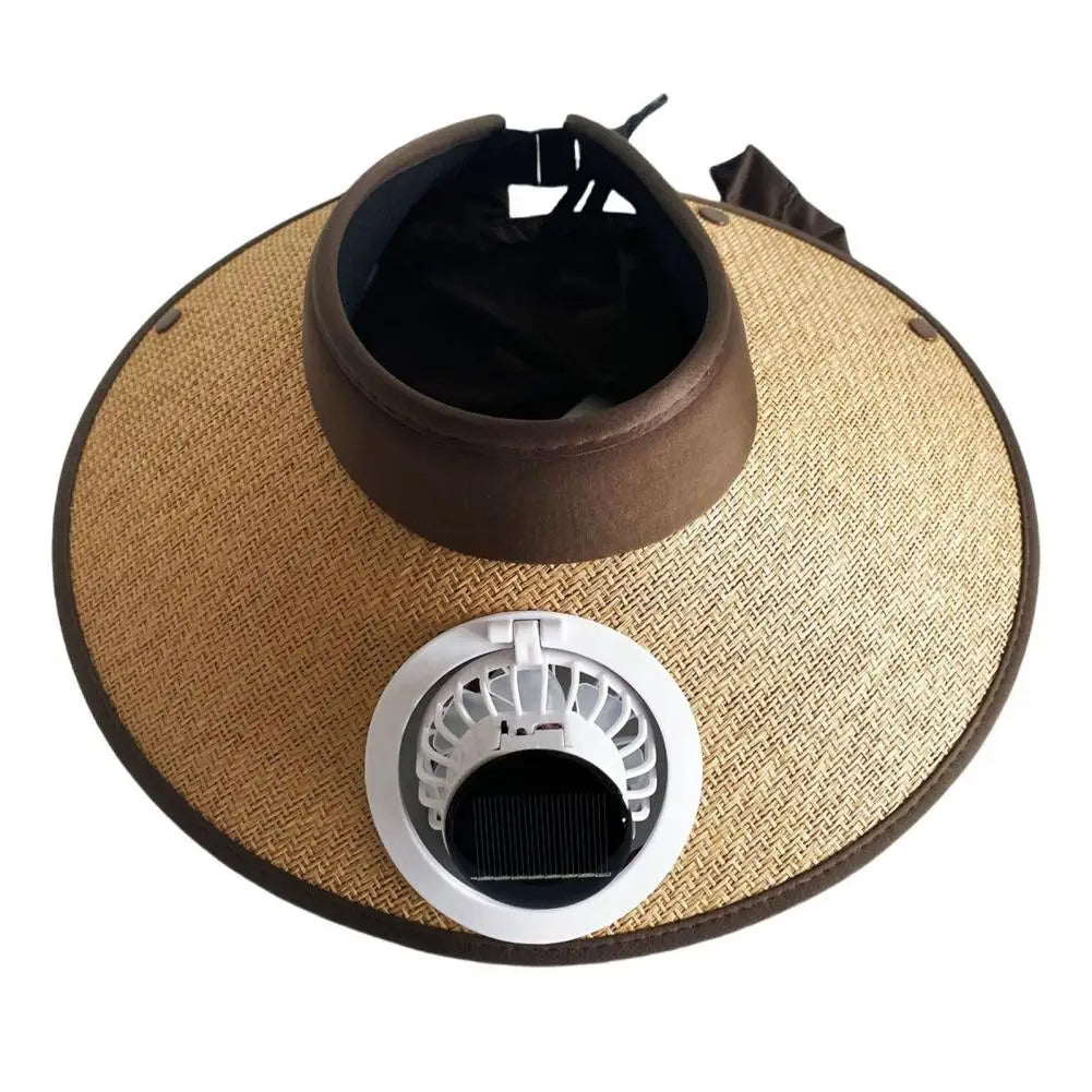 Stylish Sun Hat with Integrated Solar-Powered Cooling Fan