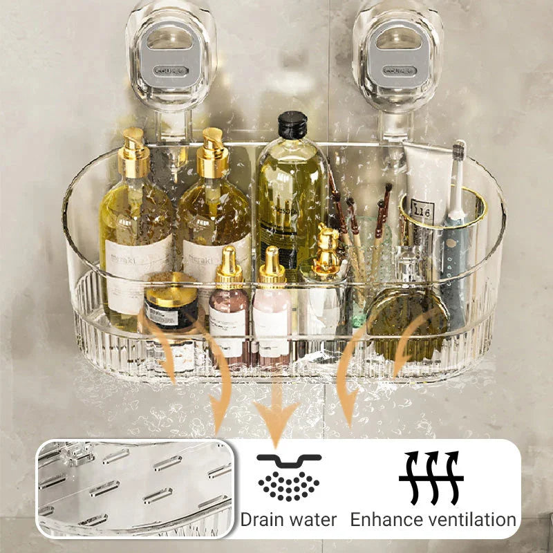 Versatile Wall-Mounted Storage Organizer with Suction Cups
